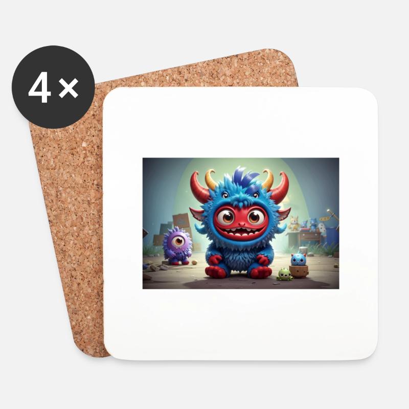 Monster: 4 - Untersetzer (4er-Set) - Weiß