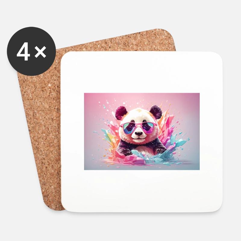 Panda bunt - Untersetzer (4er-Set) - Weiß