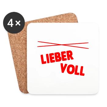 Lieber voll! - Untersetzer (4er-Set) - Weiß - Vorne
