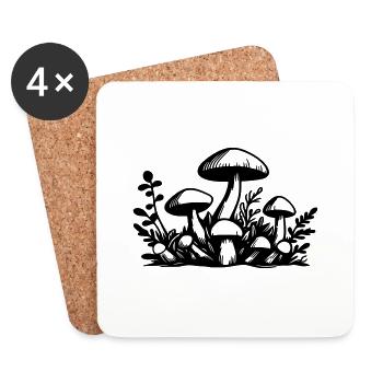 Pilze Mushrooms - Untersetzer (4er-Set) - Weiß - Vorne