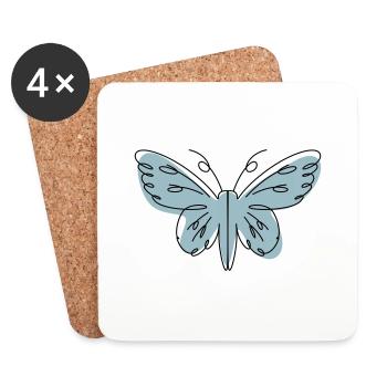 Abstraktes Design Schmetterling - Untersetzer (4er-Set) - Weiß - Vorne