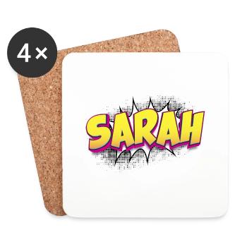 Sarah Custom Name Comic Book Style Pop Art, Sarah - Coasters (set of 4) - white - Front