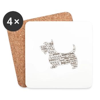 Dictons de chien - Dessous de verre (lot de 4) - blanc - Devant