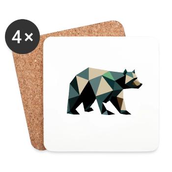 Ours, Polygone, Angulaire, Randonnée, Arbres, Animaux, Nature Sauvage, Nature - Dessous de verre (lot de 4) - blanc - Devant