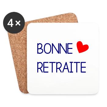 RETRAITE. BONNE RETRAITE. JOYEUSE RETRAITE. COEUR - Dessous de verre (lot de 4) - blanc - Devant