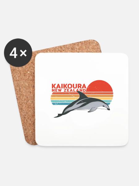Neuseeland Kaikoura Schwarzdelfin - Untersetzer (4er-Set) - Weiß