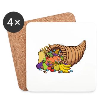 Thanksgiving-Füllhorn - Untersetzer (4er-Set) - Weiß - Vorne