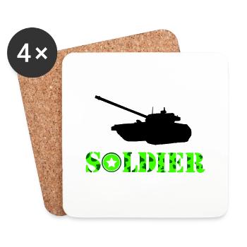 Soldat de char - Dessous de verre (lot de 4) - blanc - Devant