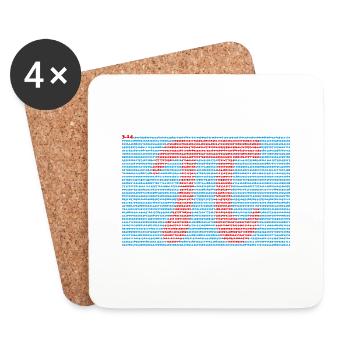 Pi T-Shirt 3,14 Pi Zahlensymbol Geek Mathe Liebhaber - Untersetzer (4er-Set) - Weiß - Vorne