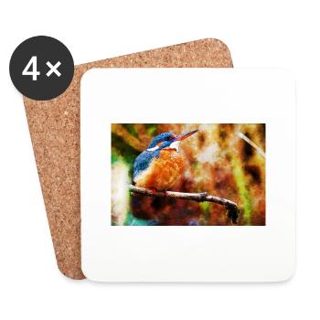 Martin-pêcheur - Dessous de verre (lot de 4) - blanc - Devant