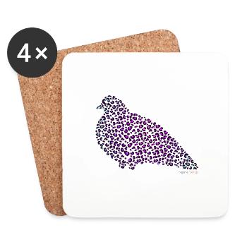 Motif Lion et colombes - Pigeon Flair en violet - Dessous de verre (lot de 4) - blanc - Devant