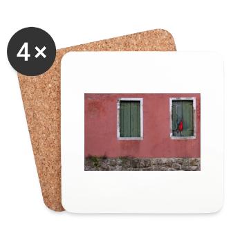 Colorful house front in Venice - Coasters (set of 4) - white - Front