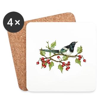 Bunter Vogel - Untersetzer (4er-Set) - Weiß - Vorne