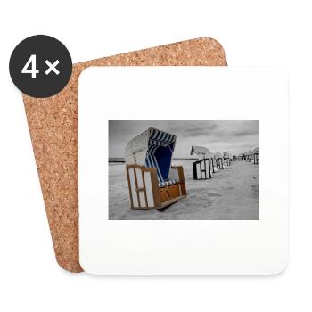 Beach chair at the Baltic Sea - Coasters (set of 4) - white - Front