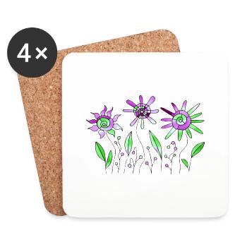Blumen - Untersetzer (4er-Set) - Weiß - Vorne