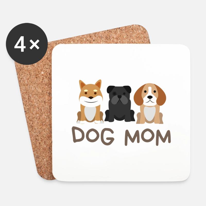 Dog Mom mit 3 Hunden - Untersetzer (4er-Set) - Weiß