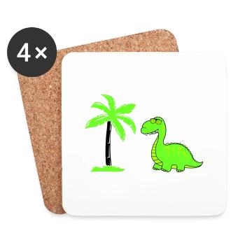 dinosaurier palme 02 - Untersetzer (4er-Set) - Weiß - Vorne