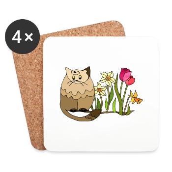 Katze - Untersetzer (4er-Set) - Weiß - Vorne
