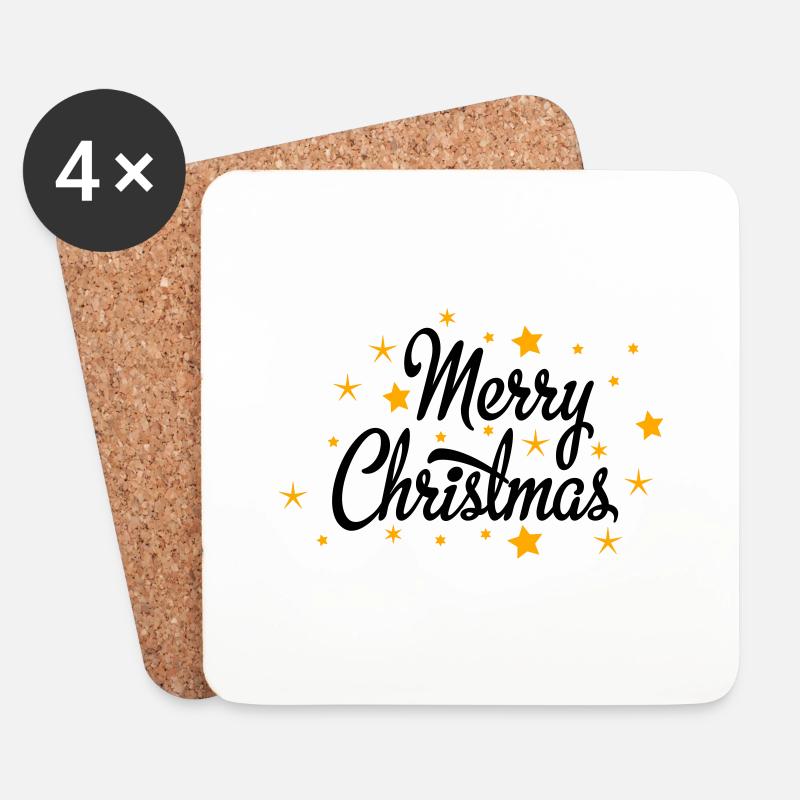 Merry Christmas - Untersetzer (4er-Set) - Weiß