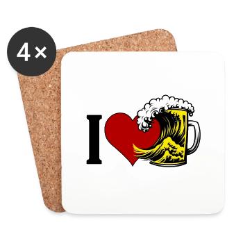 I Love Beer - Untersetzer (4er-Set) - Weiß - Vorne