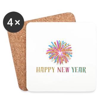 happy new year - Coasters (set of 4) - white - Front
