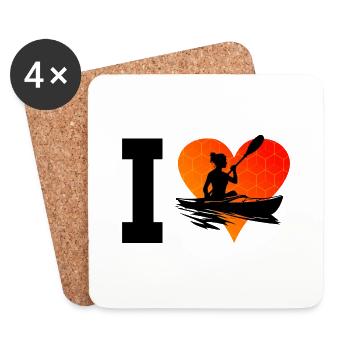 Kayak Canoe Men Kayaking Women Kayak - Coasters (set of 4) - white - Front