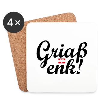 Dialecte autrichien Griaß enk ! - Dessous de verre (lot de 4) - blanc - Devant