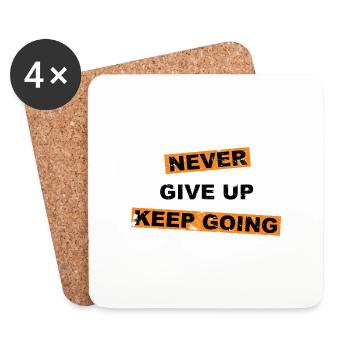Never Give up keep going saying lettering - Coasters (set of 4) - white - Front