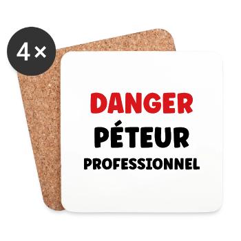 Danger péteur professionnel - Dessous de verre (lot de 4) - blanc - Devant