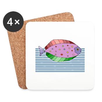 Poisson - Dessous de verre (lot de 4) - blanc - Devant