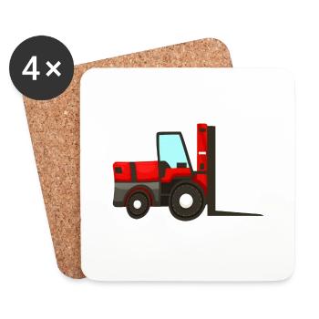 Red Forklift - Coasters (set of 4) - white - Front