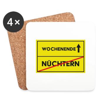 Straßenschild Wochenende geht man feiern - Untersetzer (4er-Set) - Weiß - Vorne