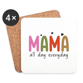 Multicolor Mama - Audacieux et lumineux maternité Stateme - Dessous de verre (lot de 4) - blanc - Devant