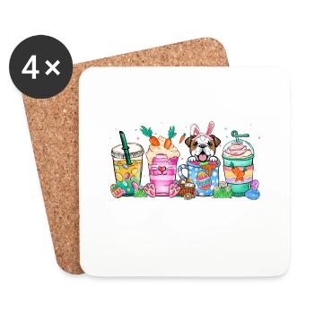 Café de Pâques pour chien anglaisbouledogue 4500x5400Anglais - Dessous de verre (lot de 4) - blanc - Devant