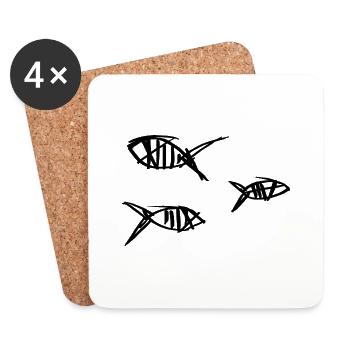 petits poissons - Dessous de verre (lot de 4) - blanc - Devant