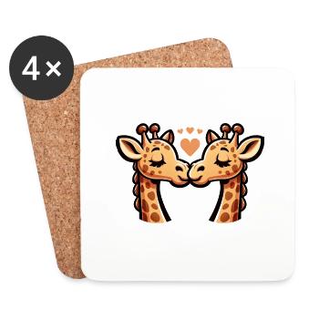 Two Giraffes In Love - Untersetzer (4er-Set) - Weiß - Vorne