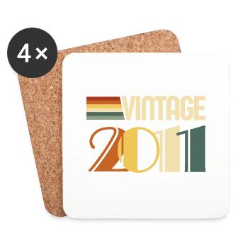 Jahrgang 2011 - 2011 Jubiläumsgeschenk - Untersetzer (4er-Set) - Weiß - Vorne