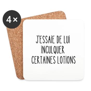 j'essaie de lui inculquer certaines lotions - Dessous de verre (lot de 4) - blanc - Devant