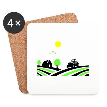 Tractor Farm - Coasters (set of 4) - white - Front