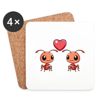 Fourmi Couple Amour Couple Amoureux - Dessous de verre (lot de 4) - blanc - Devant