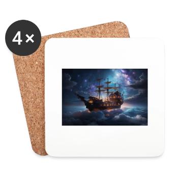 Traumhaftes Wolkenschiff - Untersetzer (4er-Set) - Weiß - Vorne