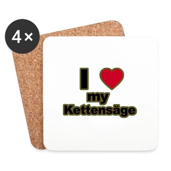 Love my Kettensäge schwarz - Untersetzer (4er-Set) - Weiß - Vorne