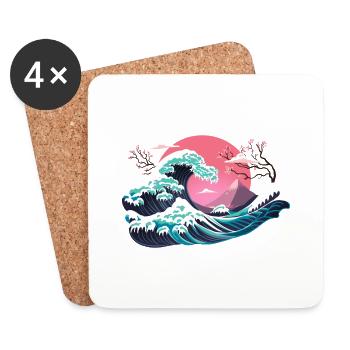 Hokusai Winter - Coasters (set of 4) - white - Front