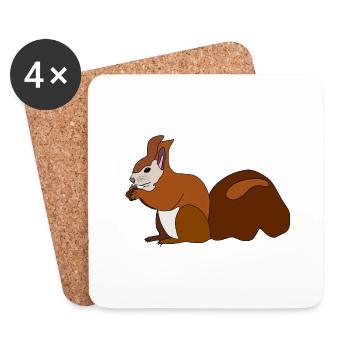 Squirrel with nut - Coasters (set of 4) - white - Front