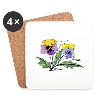 Fleur - Dessous de verre (lot de 4) - blanc - Devant