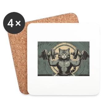 Pun ambiguous german expression - Muskelkater - Coasters (set of 4) - white - Front