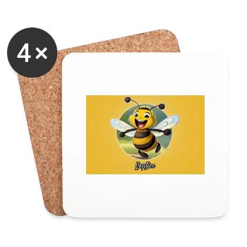 Pun ambiguous expression – HapBee (Happy Bee) - Coasters (set of 4) - white - Front