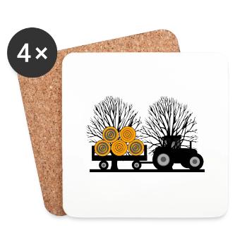Tracteur - Dessous de verre (lot de 4) - blanc - Devant