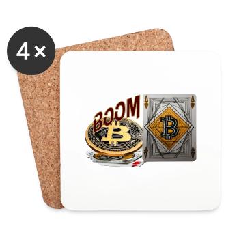 crypto boom, Kryptomünze Boom - Untersetzer (4er-Set) - Weiß - Vorne