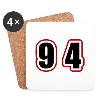 94 Nombre Collège - Dessous de verre (lot de 4) - blanc - Devant